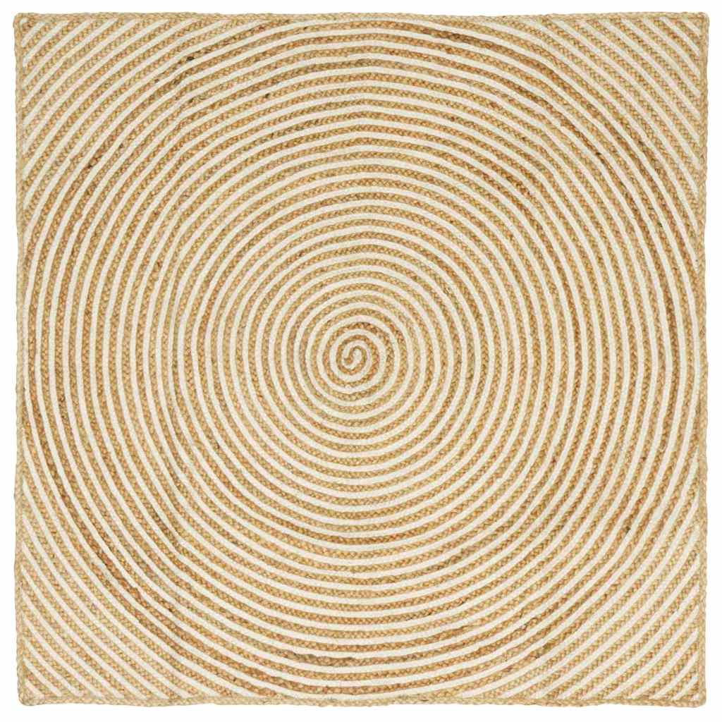 vidaXL Alfombra de área Blanco 120 x 120 cm yute