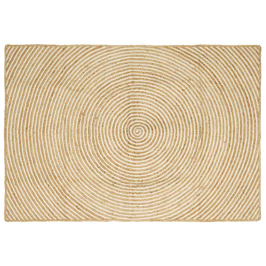 vidaXL Alfombra de área Blanco 140 x 200 cm yute
