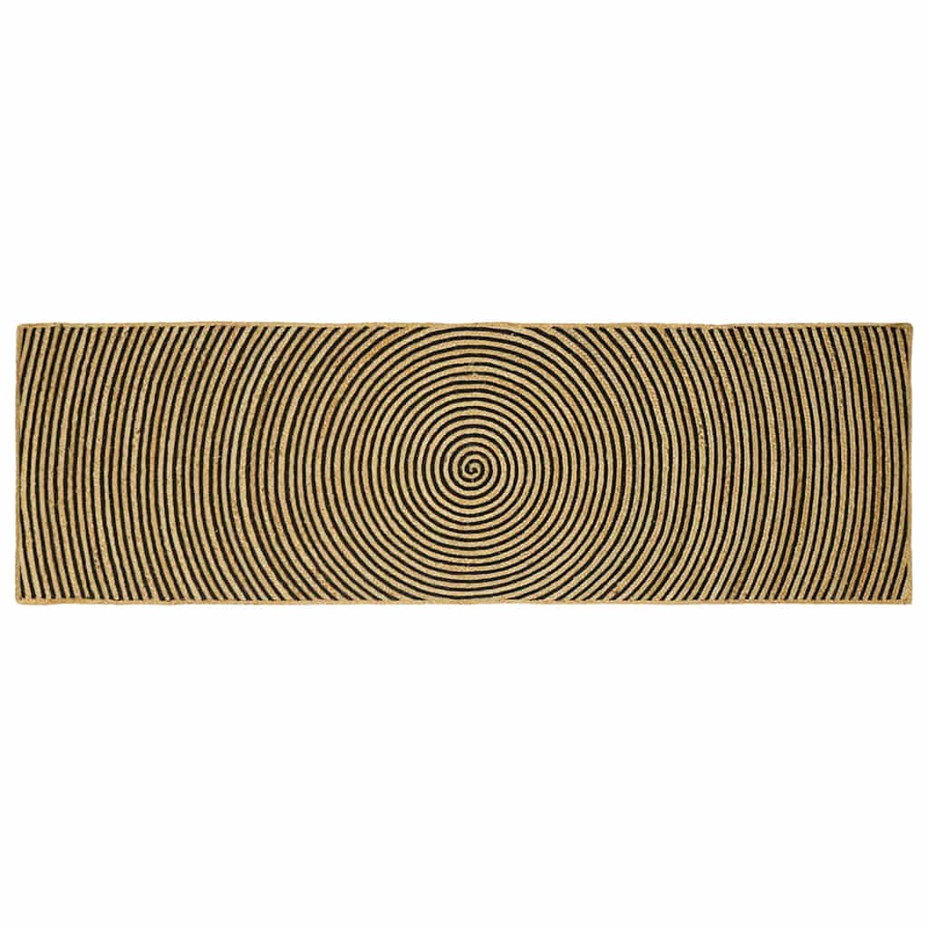vidaXL Alfombra de área Negro 80 x 250 cm yute