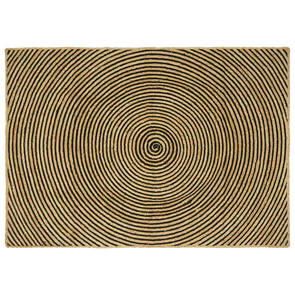 vidaXL Alfombra de área Negro 120 x 170 cm yute