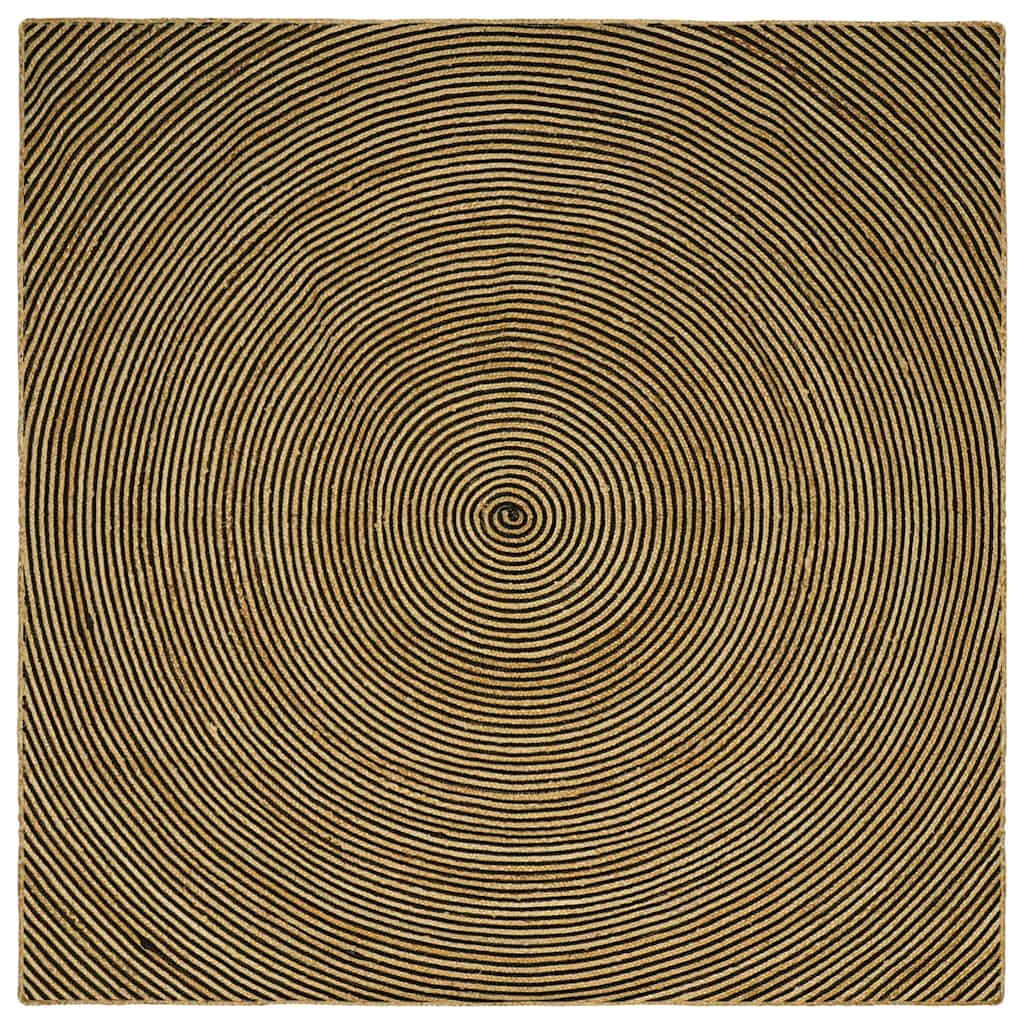 vidaXL Alfombra de área Negro 240 x 240 cm yute