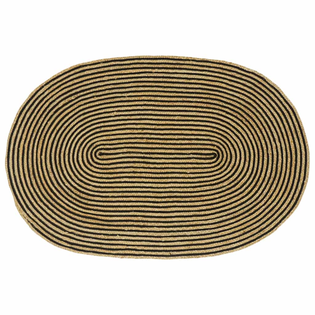 vidaXL Alfombra de área Natural y negro 122 x 183 cm yute