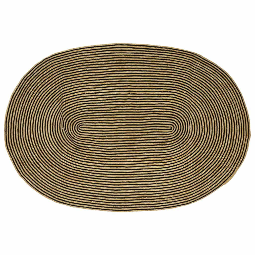 vidaXL Alfombra de área Natural y negro 205 x 305 cm yute