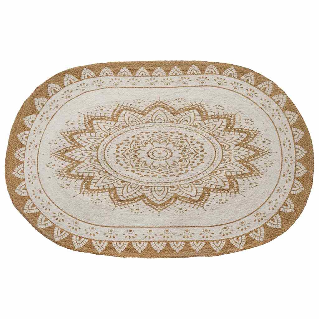 vidaXL Alfombras de área Natural con estampado blanco 100 x 152 cm