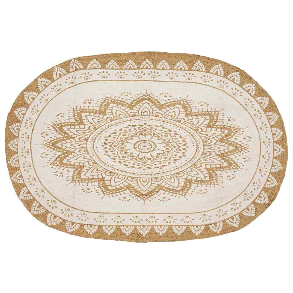 vidaXL Alfombras de área Natural con estampado blanco 152 x 245 cm