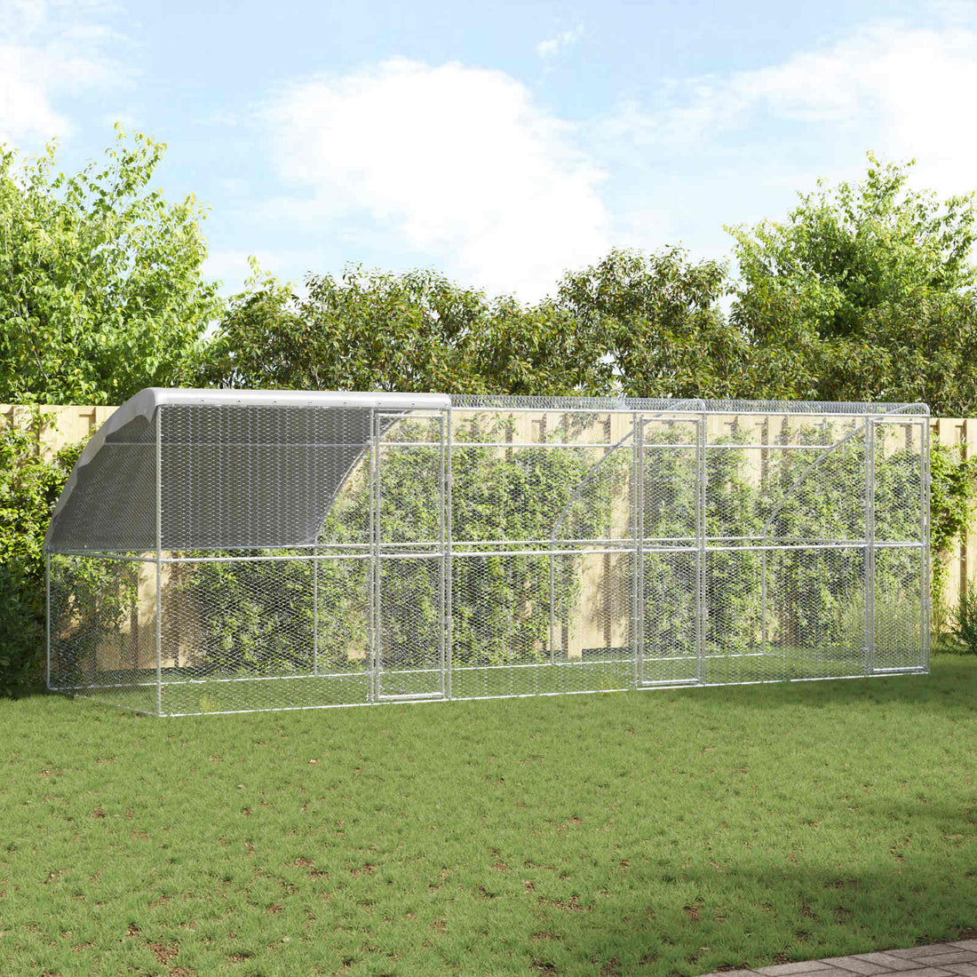 vidaXL Jaula para gallinas con 3 puertas 3 uds. Plateado 600x200x200cm