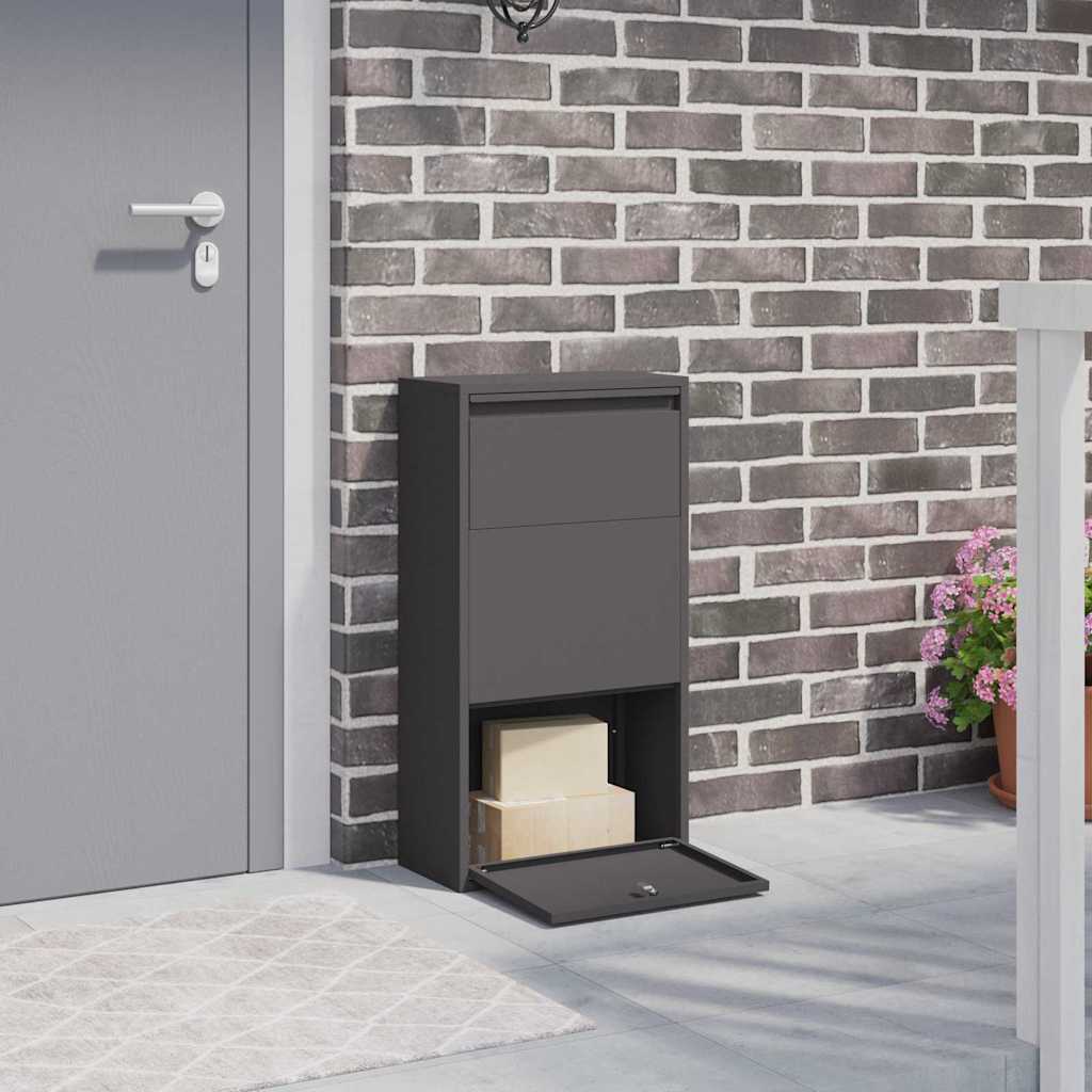 vidaXL Caja de entrega de paquetes Negro 44 x 22 x 82 cm Acero
