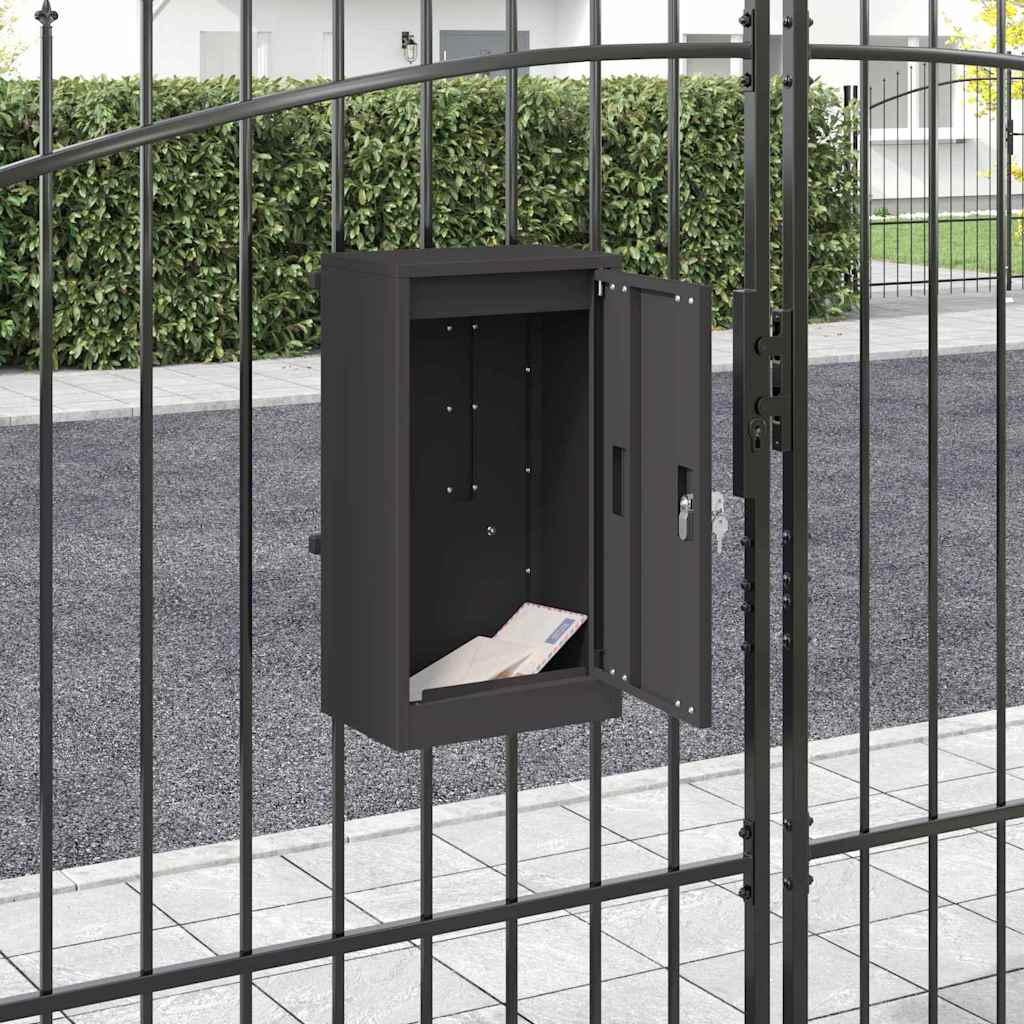 vidaXL Buzón con almacenamiento con puerta Negro 30 x 20 x 55 cm Acero