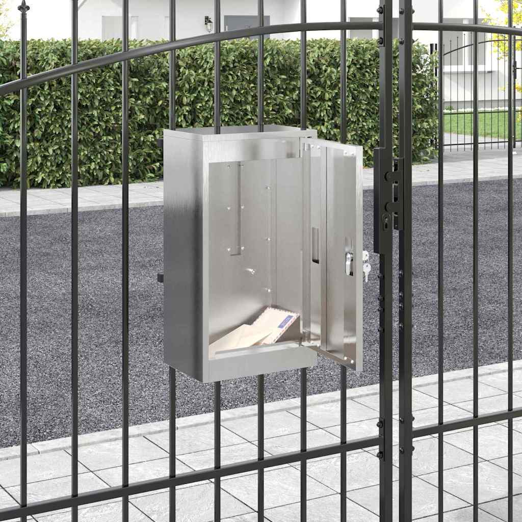 vidaXL Buzón con puerta Plateado 30 x 20 x 55 cm Acero inoxidable