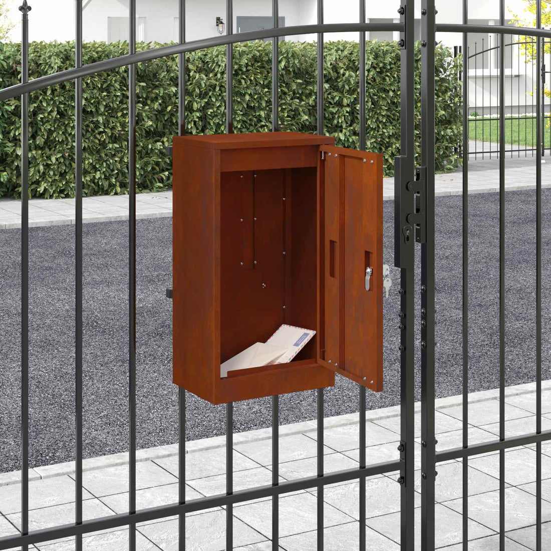 vidaXL Buzón con puerta Oxidado 30 x 20 x 55 cm Acero autopatinable