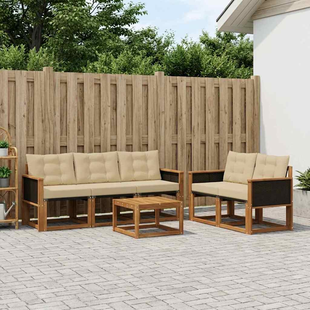 vidaXL Conjunto de sofás de exterior 6 uds. Natural y Beige