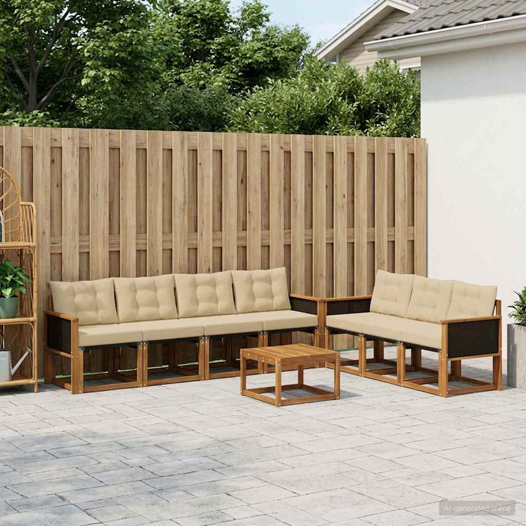 vidaXL Conjunto de sofás de exterior 8 uds. Natural y Beige