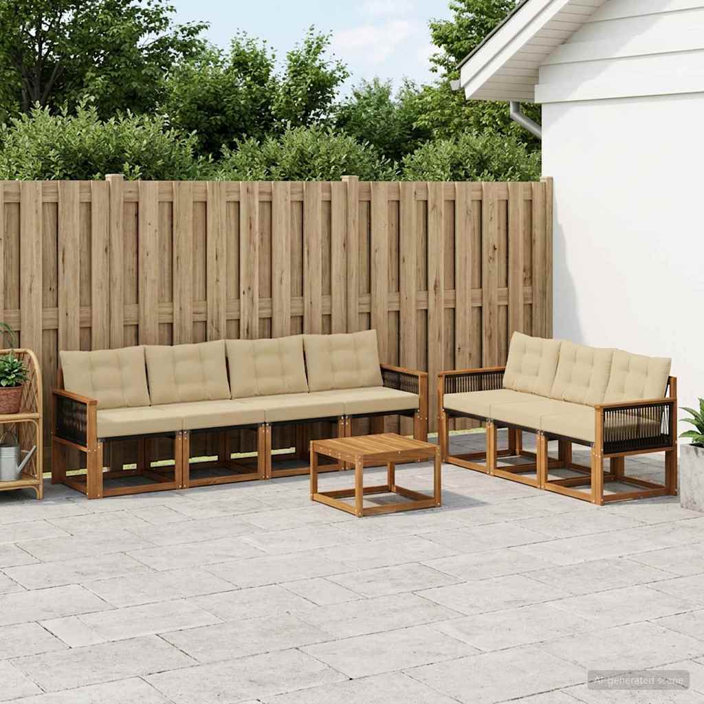 vidaXL Conjunto de sofás de exterior 8 uds. Natural y Beige