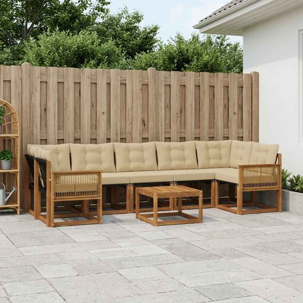 vidaXL Conjunto de sofás de exterior 8 uds. Natural y Beige