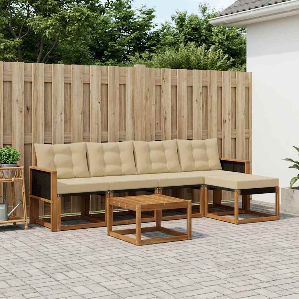 vidaXL Conjunto de sofás de exterior 6 uds. Natural y Beige
