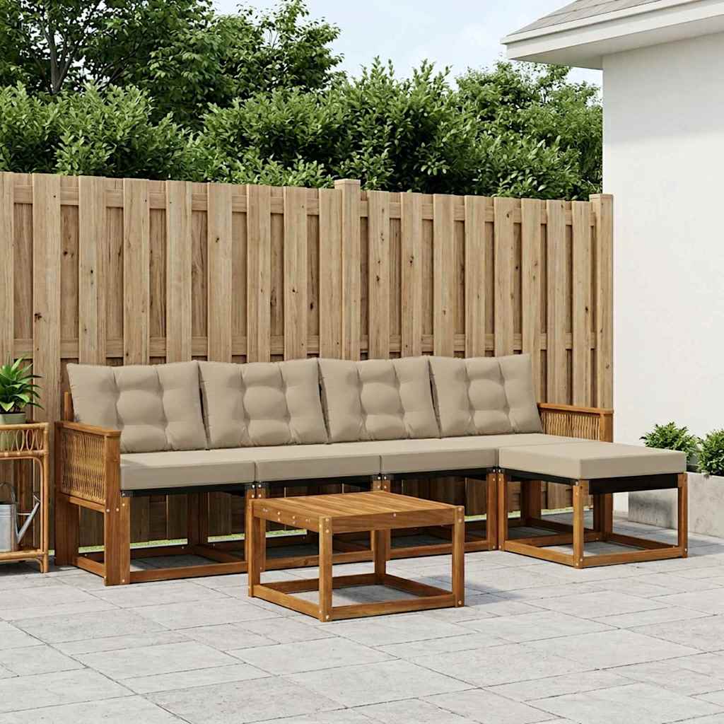 vidaXL Conjunto de sofás de exterior 6 uds. Natural y Beige