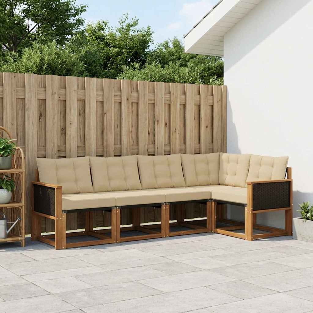 vidaXL Conjunto de sofás de exterior 6 uds. Natural y Beige