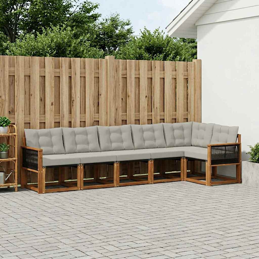 vidaXL Conjunto de sofás de exterior 6 uds. Natural y Gris Claro