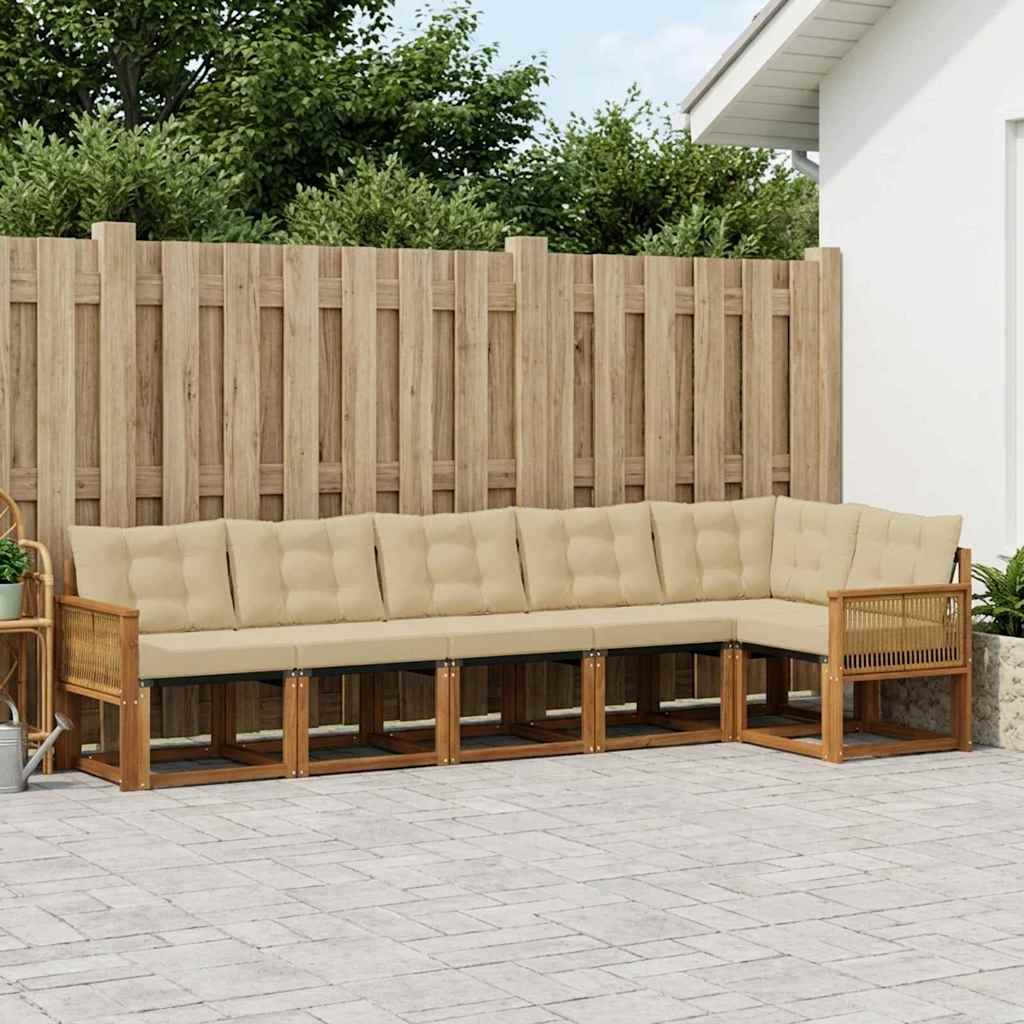 vidaXL Conjunto de sofás de exterior 6 uds. Natural y Beige
