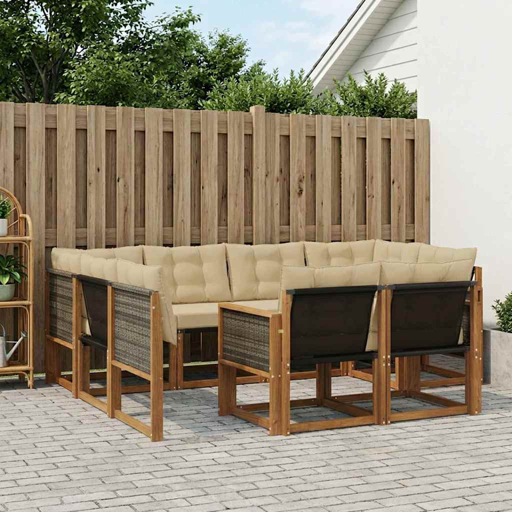 vidaXL Conjunto de sofás de exterior 7 uds. Natural y Beige
