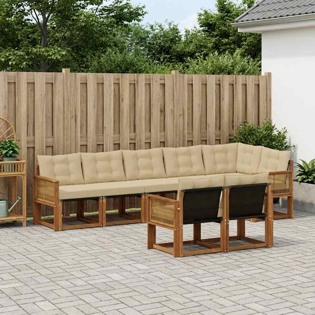 vidaXL Conjunto de sofás de exterior 8 uds. Natural y Beige