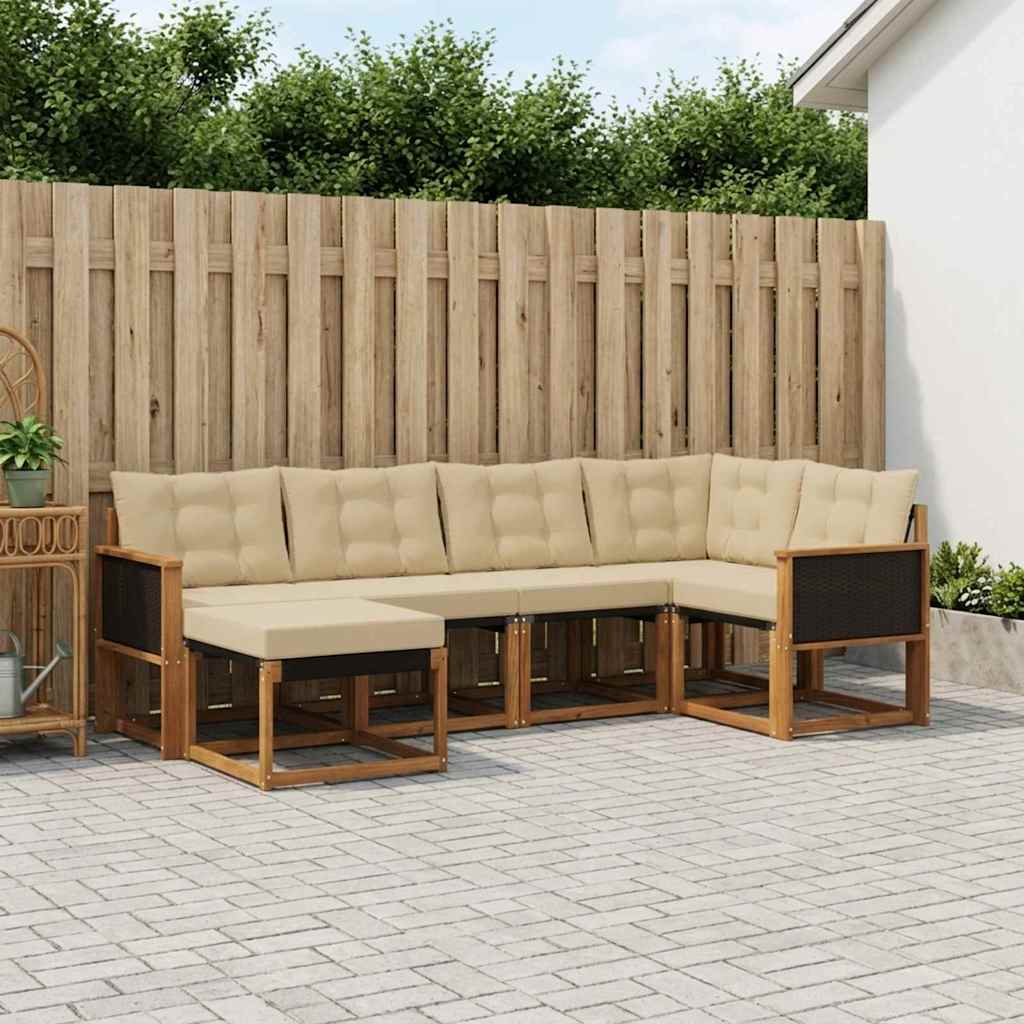 vidaXL Conjunto de sofás de exterior 6 uds. Natural y Beige