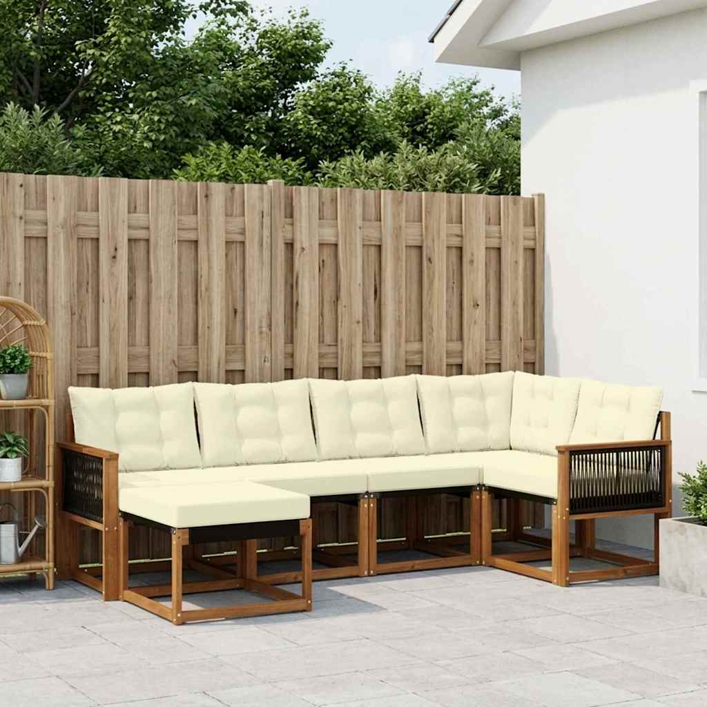 vidaXL Conjunto de sofás de exterior 6 uds. Natural y Crema