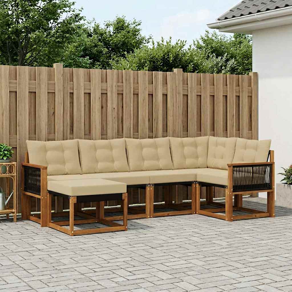 vidaXL Conjunto de sofás de exterior 6 uds. Natural y Beige
