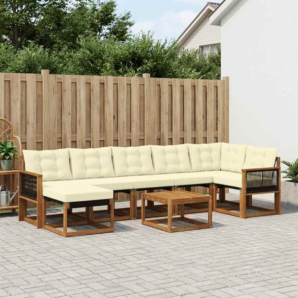 vidaXL Conjunto de sofás de exterior 8 uds. Natural y Crema