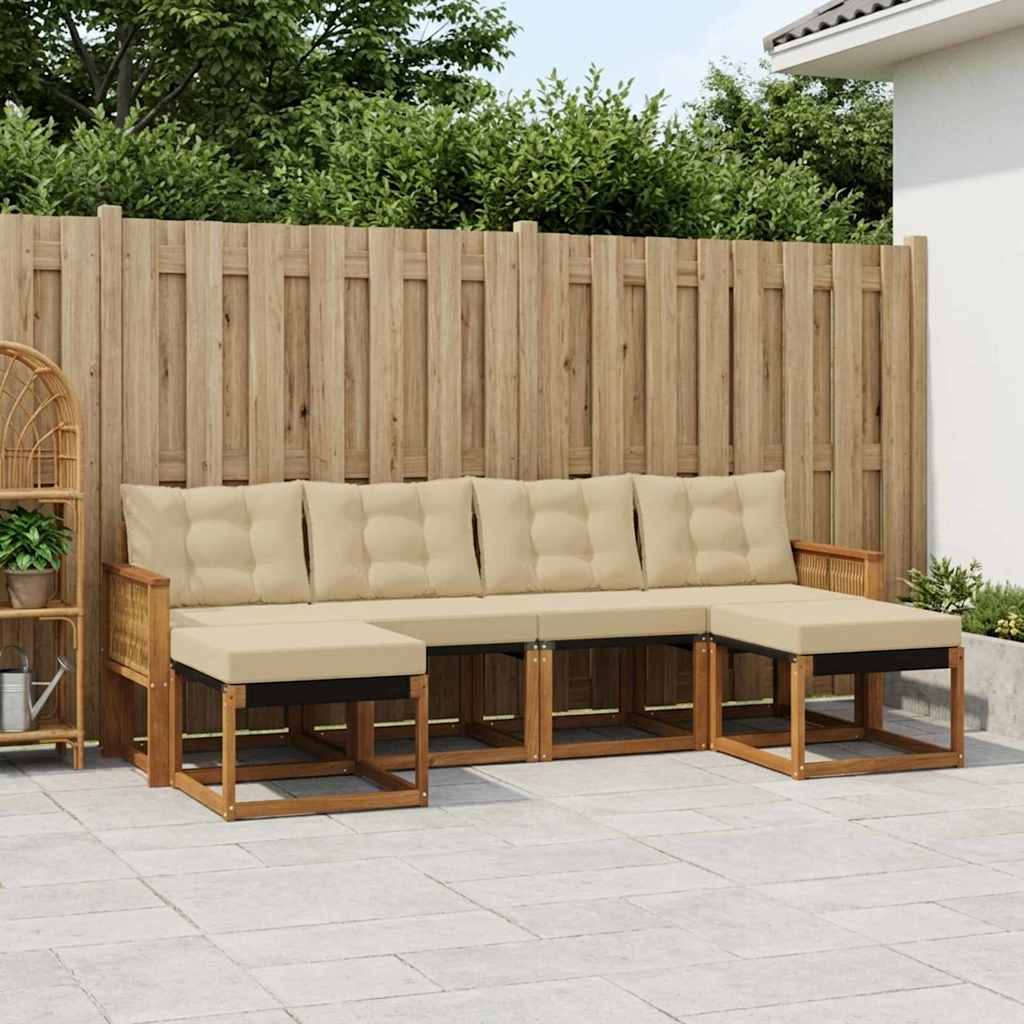 vidaXL Conjunto de sofás de exterior 6 uds. Natural y Beige