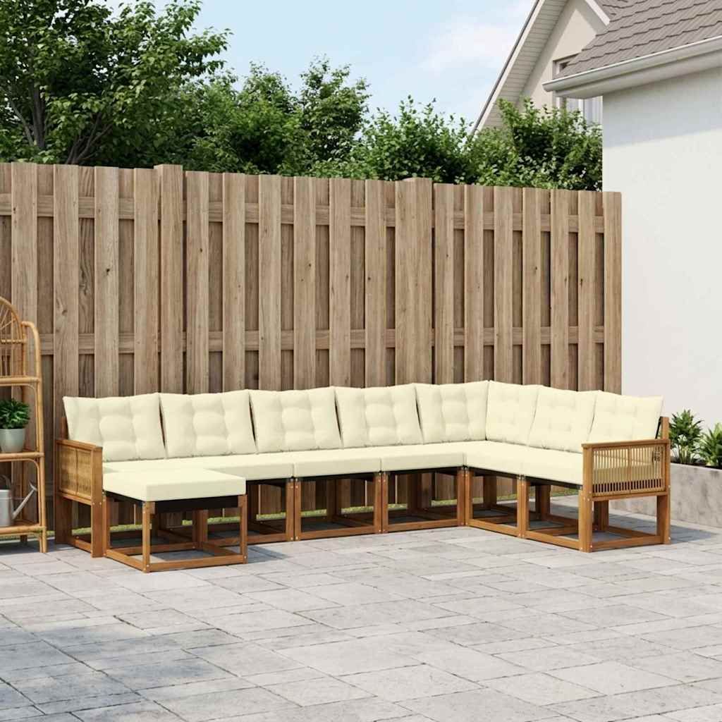vidaXL Conjunto de sofás de exterior 8 uds. Natural y Crema