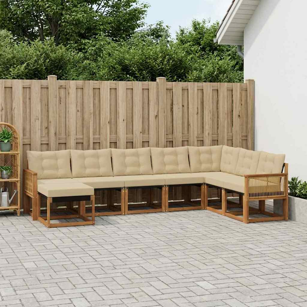 vidaXL Conjunto de sofás de exterior 8 uds. Natural y Beige