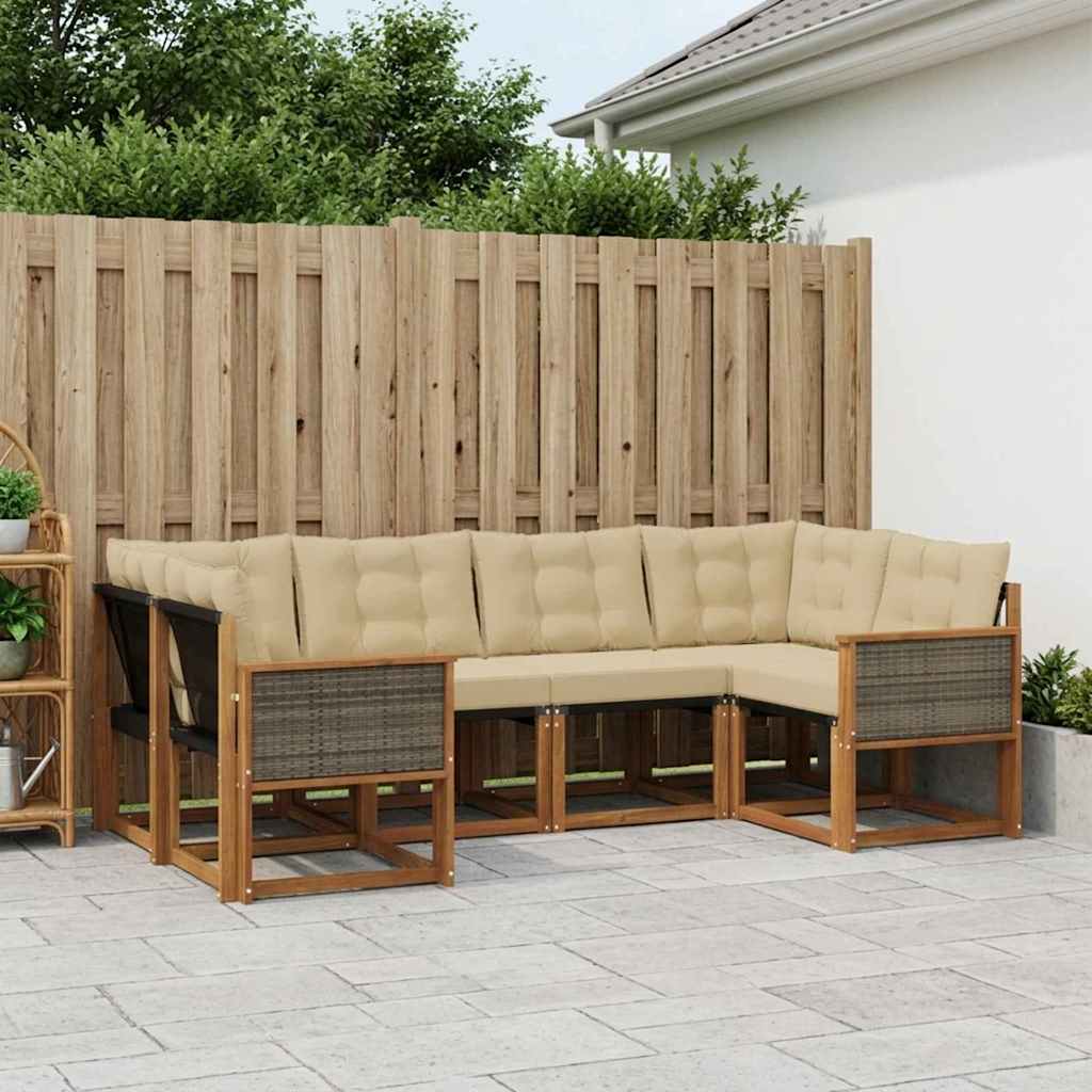 vidaXL Conjunto de sofás de exterior 6 uds. Natural y Beige
