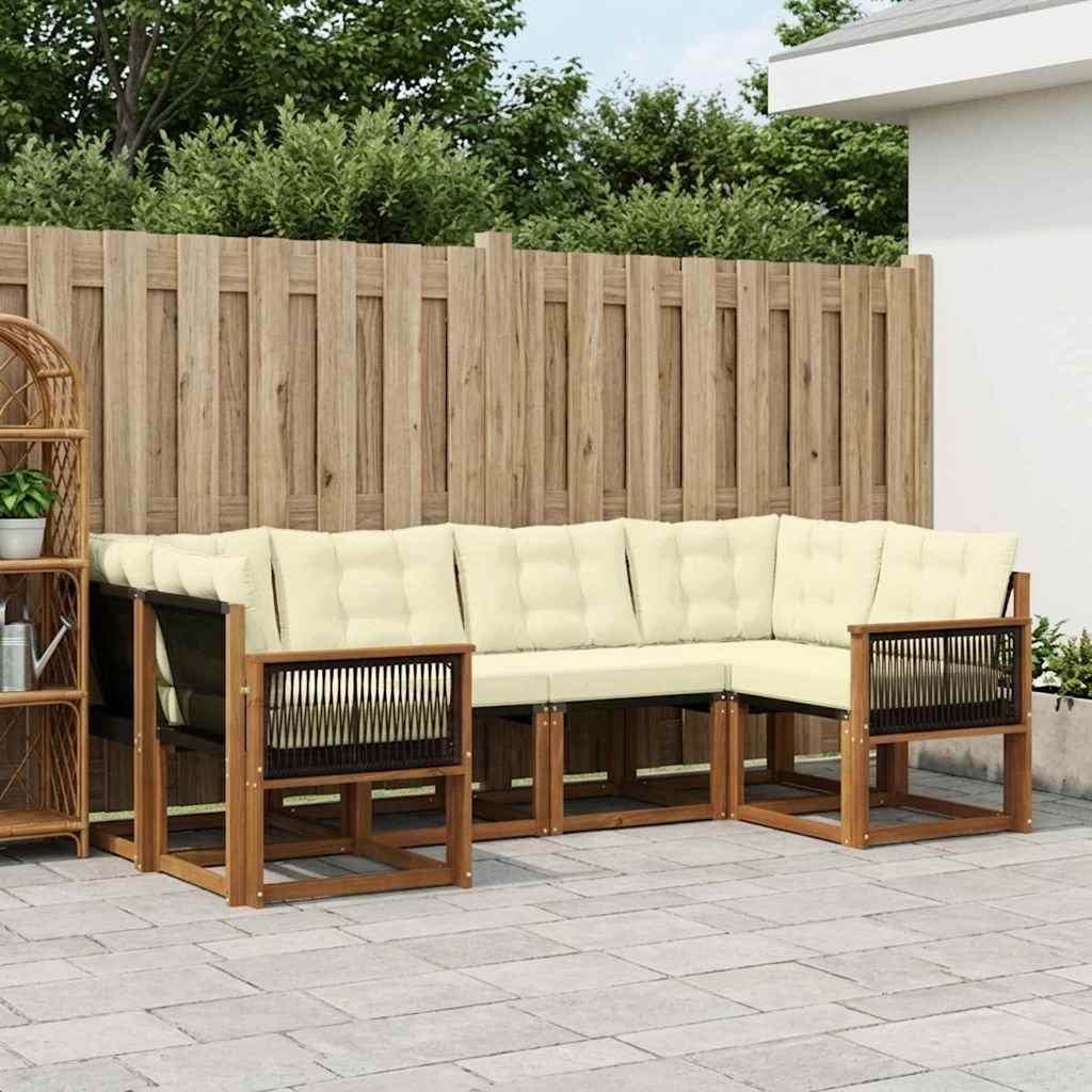 vidaXL Conjunto de sofás de exterior 6 uds. Natural y Crema
