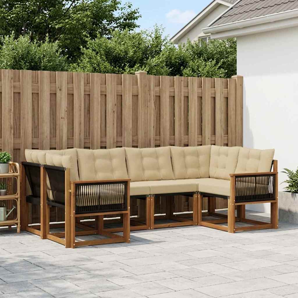 vidaXL Conjunto de sofás de exterior 6 uds. Natural y Beige