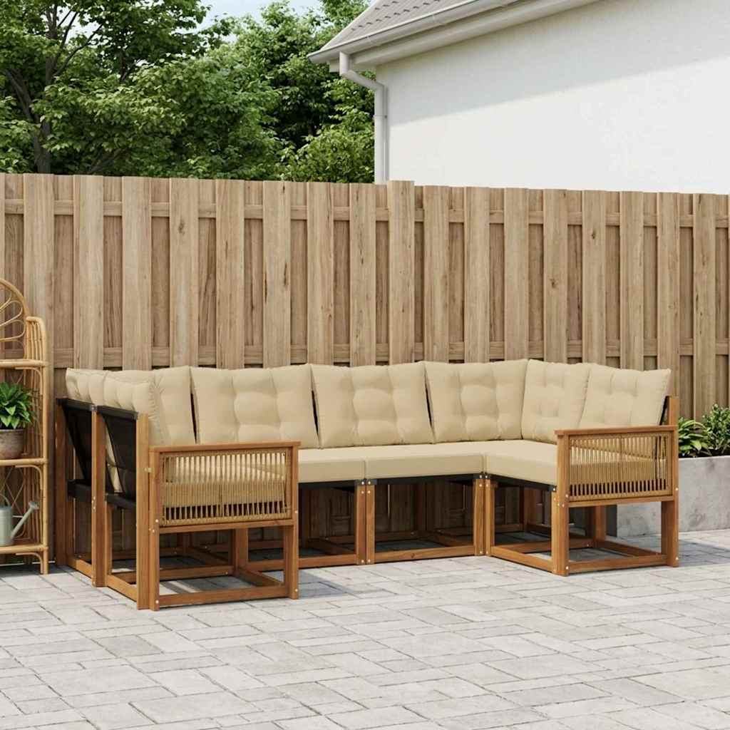 vidaXL Conjunto de sofás de exterior 6 uds. Natural y Beige