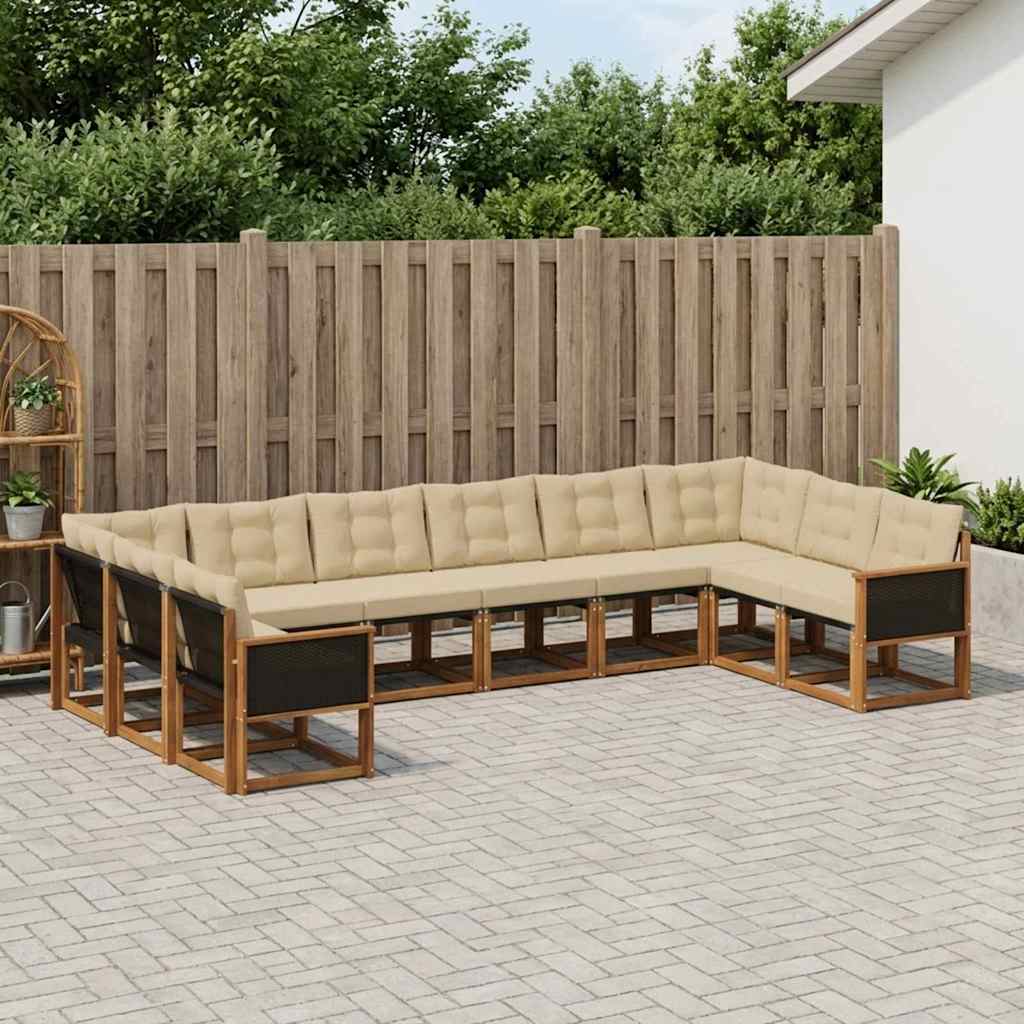 vidaXL Conjunto de sofás de exterior 10 uds. Natural y Beige