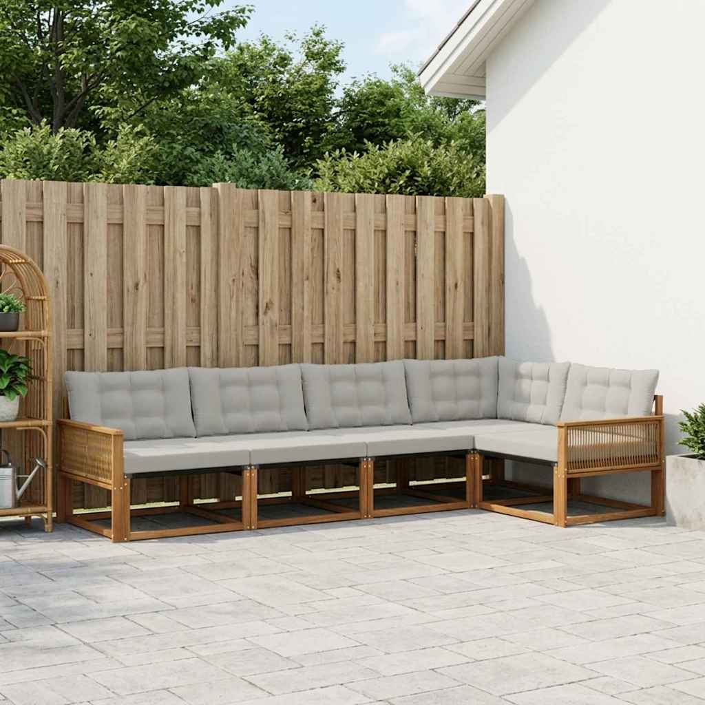 vidaXL Conjunto de sofás de exterior 5 uds. Natural y Gris Claro