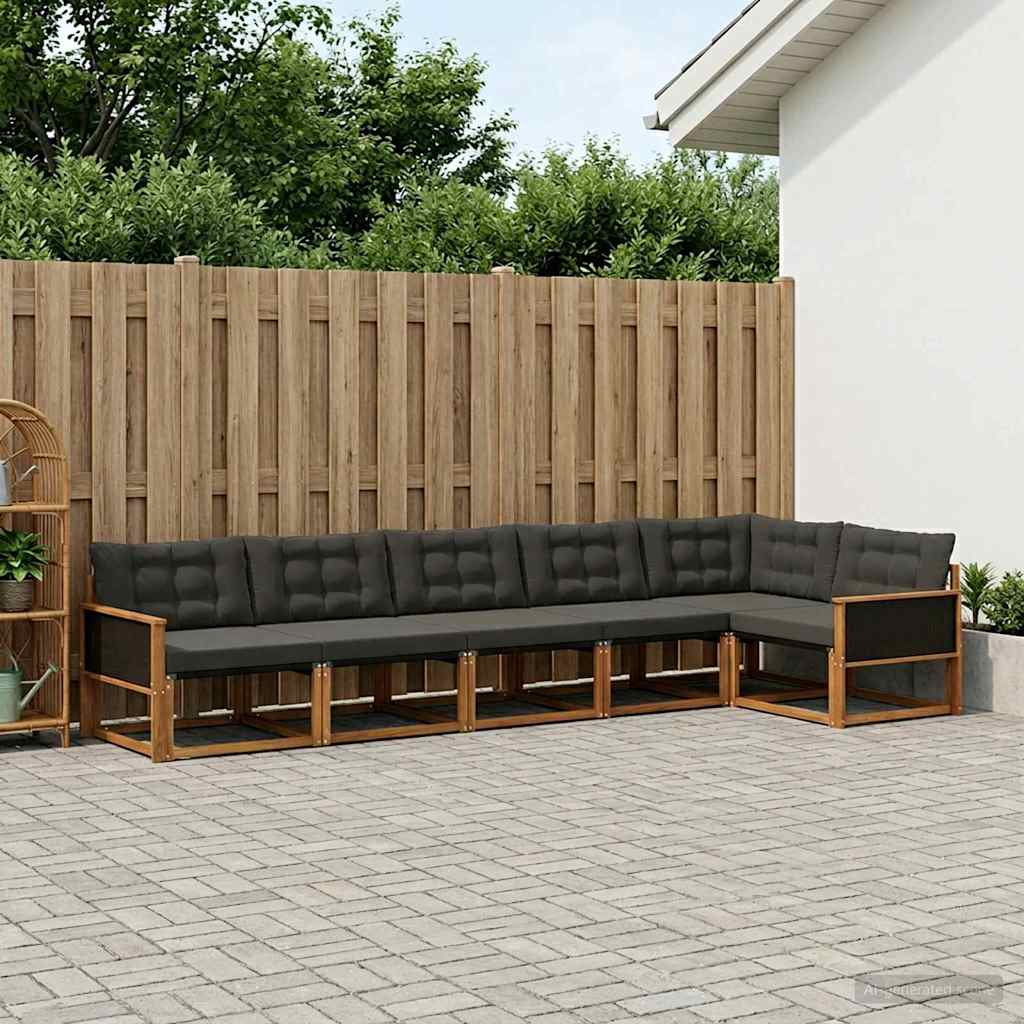 vidaXL Conjunto de sofás de exterior 6 uds. Natural y negro