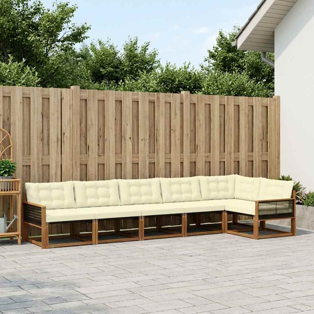 vidaXL Conjunto de sofás de exterior 6 uds. Natural y Crema