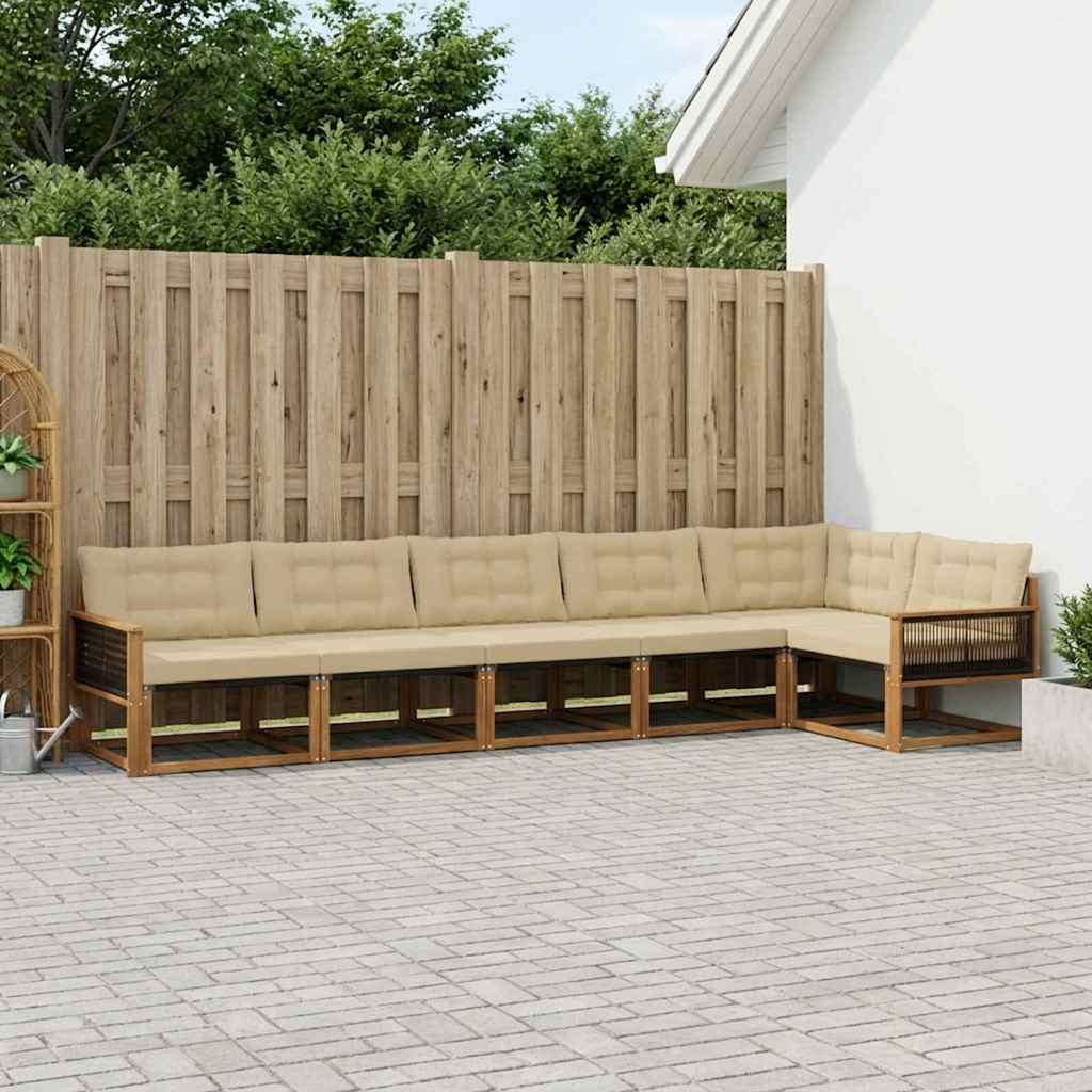 vidaXL Conjunto de sofás de exterior 6 uds. Natural y Beige