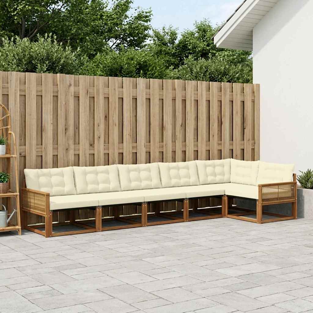 vidaXL Conjunto de sofás de exterior 6 uds. Natural y Crema