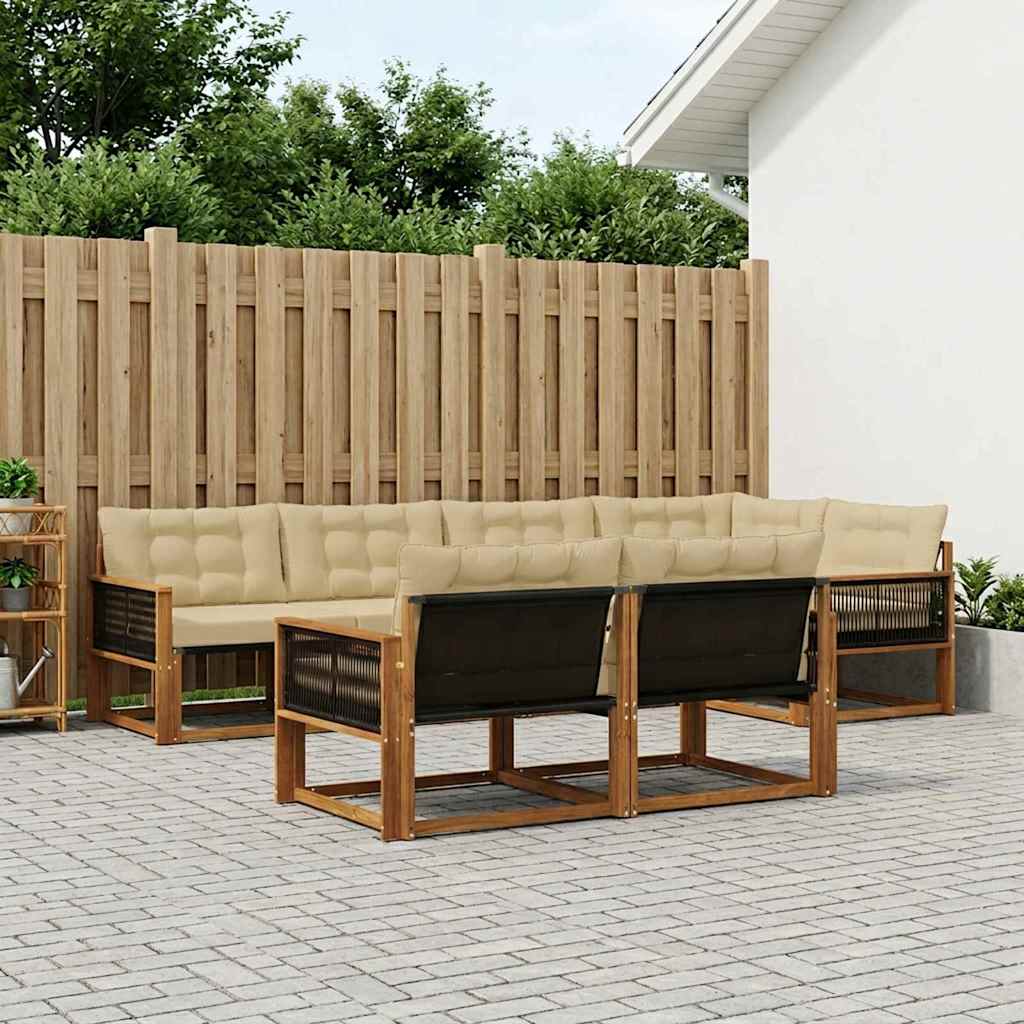 vidaXL Conjunto de sofás de exterior 7 uds. Natural y Beige