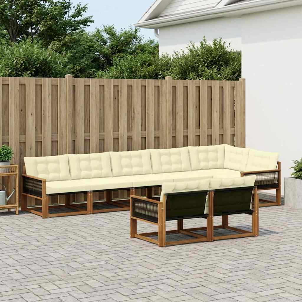 vidaXL Conjunto de sofás de exterior 8 uds. Natural y Crema