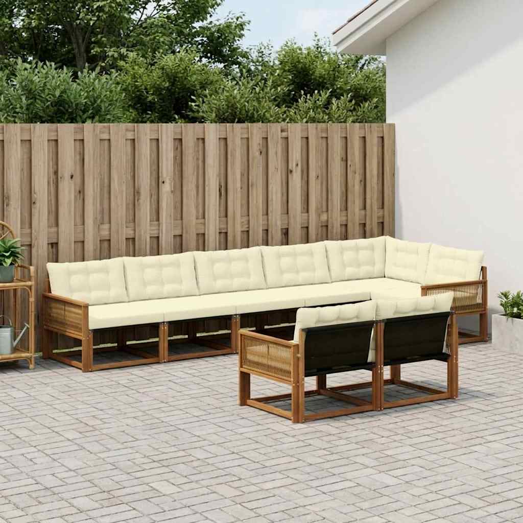 vidaXL Conjunto de sofás de exterior 8 uds. Natural y Crema