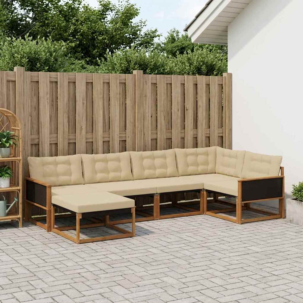 vidaXL Conjunto de sofás de exterior 6 uds. Natural y Beige