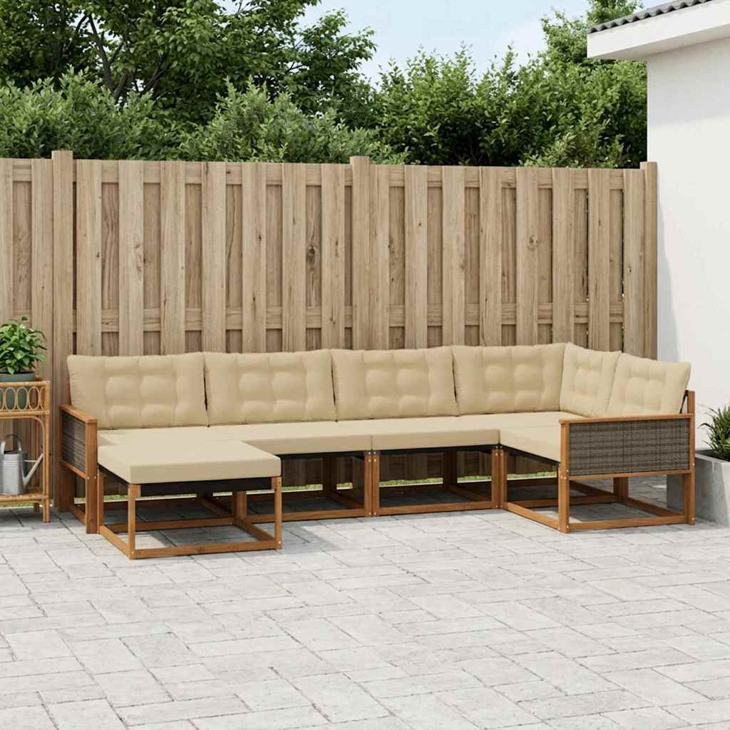 vidaXL Conjunto de sofás de exterior 6 uds. Natural y Beige