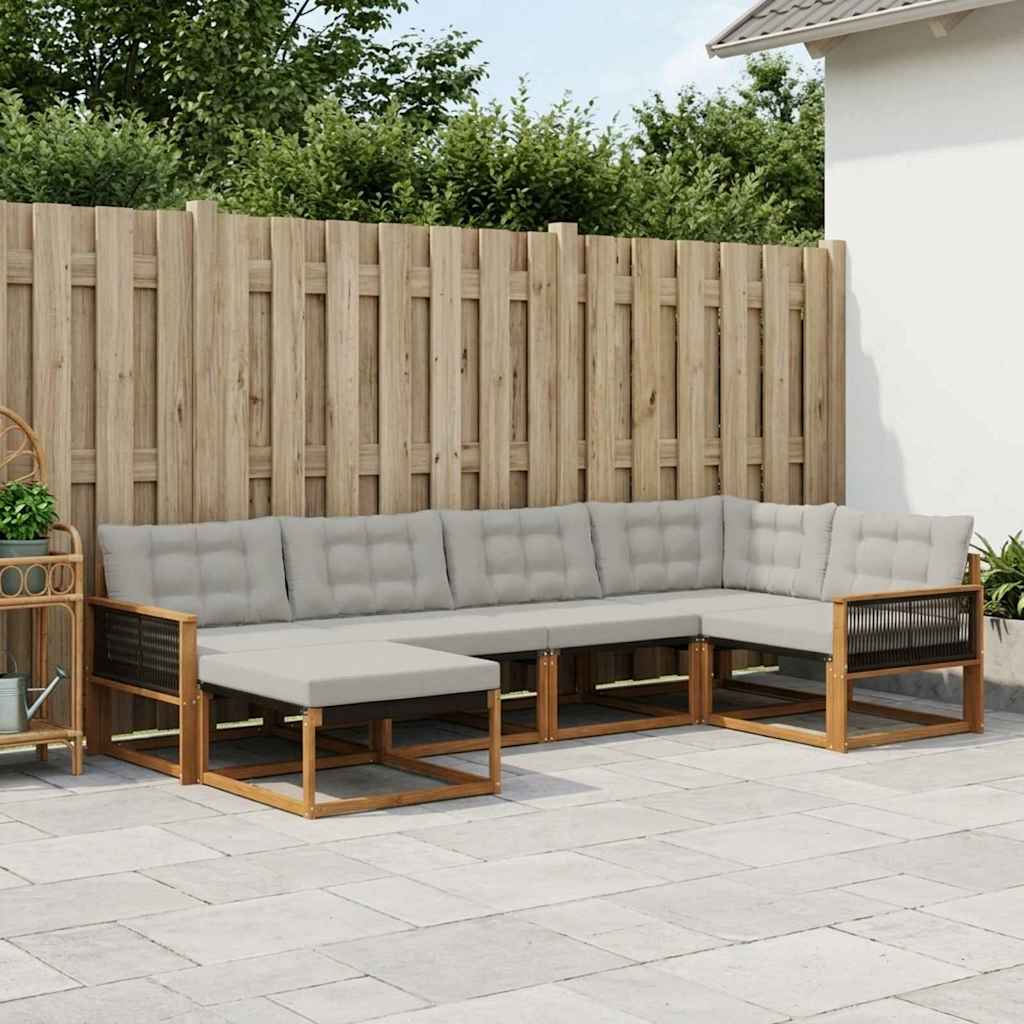 vidaXL Conjunto de sofás de exterior 6 uds. Natural y Gris Claro