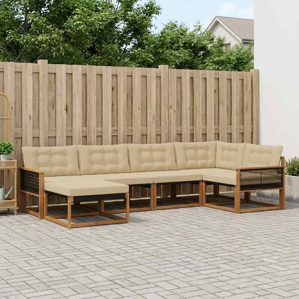 vidaXL Conjunto de sofás de exterior 6 uds. Natural y Beige