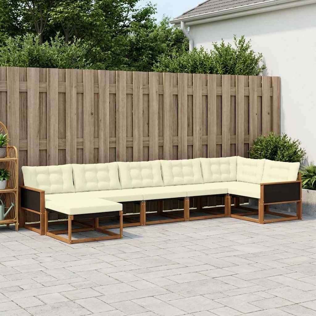 vidaXL Conjunto de sofás de exterior 7 uds. Natural y Crema